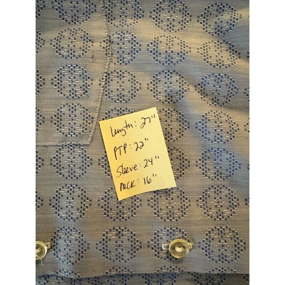 Blue Geometric Patterned Polyester Disco Shirt - Picture 7 of 7